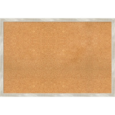 Natural Corkboard with Crackled Metallic Silver Frame