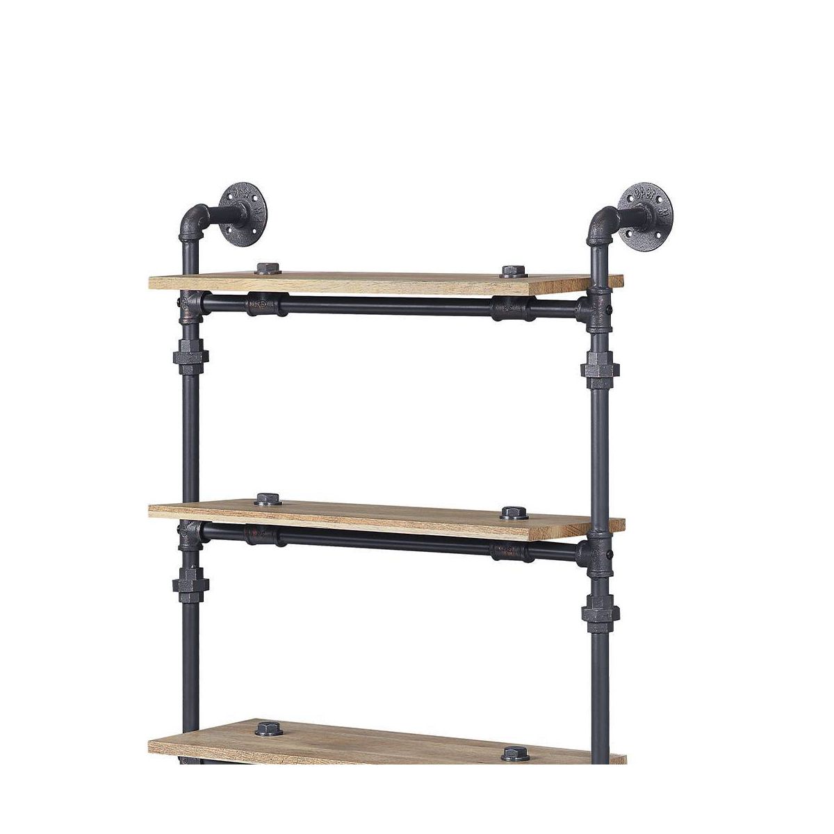 59" Brantley Decorative Bookshelf Oak and Sandy Black Finish - Acme Furniture: 5-Tier, Metal Frame, Open Shelving Unit, No Tools Assembly - thumbnail 2