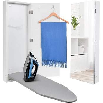Ivation Foldable Ironing Board Cabinet Wall-Mount W/Full Mirror Door