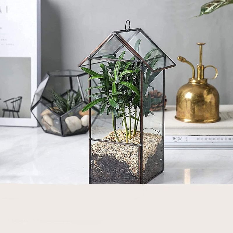 WHOLE HOUSEWARES 5.7" X 10.4" Glass Dome Cloche Bell Jar Display Case, Black, 3 of 5