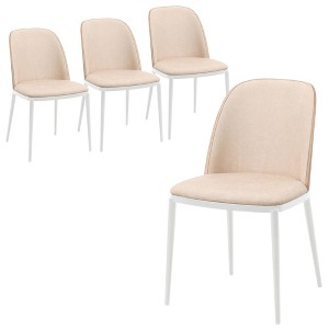 LeisureMod Tule Dining Side Chair with Velvet Seat and White Powder-Coated Steel Frame, Set of 4 - 1 of 4