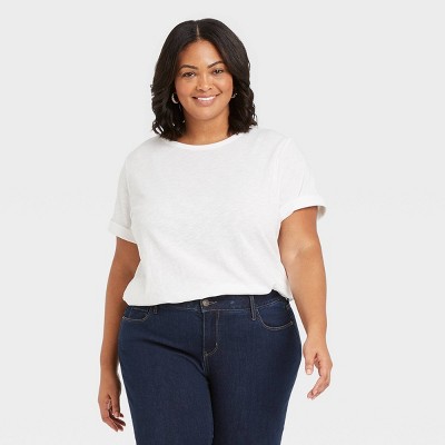 Women's Plus Size Short Sleeve Jersey T-Shirt - Ava & Viv™