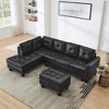 Sectional 3-Seaters Sofa , reversible recliner, Storage Pad and Wood Grain Cup Holder, Non-slip Leg, PU - 2 of 4