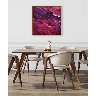 Tonal Abstract Purple Plum Canvas Wall Art with Natural Frame