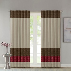 DSVIMOY Curtain Panels, Polyoni Pintuck Curtain Panel for Living Room, Bedroom, Beige Multi, 84"*50"*0.13" - 1 of 4