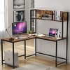 Costway Industrial L-Shaped Desk w/Hutch Bookshelf 55'' Corner Computer Desk Gaming Table - 2 of 4