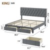 Upholstered Platform Bed Frame with Storage Drawers, Mattress Foundation with Solid Wooden Slats Support, No Box Spring Needed - 2 of 4