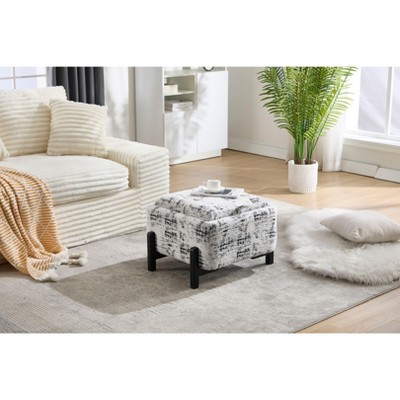 PAGED Modern Reversible Lid Small Coffee Table Ottoman with Hidden Storage,Square Upholstered Storage Center Table for Living Room,Bedroom