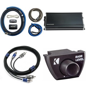 KICKER CXA1800.1 1800 Watt Mono Amp & 1/0AWG Power Kit & 5 M. RCA, Bass Knob Bundle - 1 of 4
