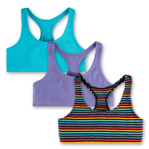 Mightly Girls Fair Trade Organic Cotton Sports Bras - Large (10), Jewel  Stripe Combo, 3-pack : Target