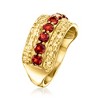 Ross-Simons 1.10 ct. t.w. Garnet Hammered Ring in 18kt Gold Over Sterling - 3 of 4