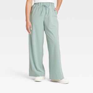 Women's Woven High-Rise Seersucker Wide Leg Pants - All In Motion™ - 1 of 3
