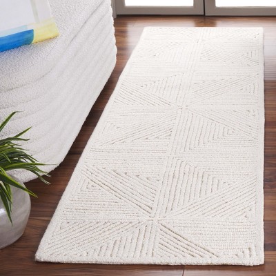 Ivory Geometric Hand-Tufted Wool Runner Rug, 2'-3" x 8'