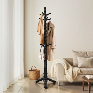 74" Heavy Duty Wooden Coat Rack Stand with 11 Hooks, Freestanding Coat Tree for Entryway, Hallway, Bedroom, Office - 1 of 4