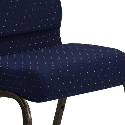 Navy Blue Fabric and Gold Steel Stacking Chair