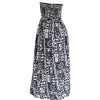 LA LEELA Women's House Daily Routine Evening Wear A line Maxi Smocked Top Slit Dress Long Strapless Tube Dresses for Women One Size Black, Floral - 4 of 4