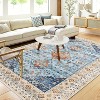 Washable Vintage Floral Rug Non-Slip Low Pile Area Rug - Stain Resistant Traditional Carpet for Living Room Bedroom Nursery Apartment - 3 of 4