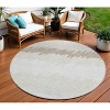 Ivory Beige And Taupe Striped Washable Indoor Outdoor Area Rug - 2 of 4