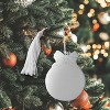 Slickblue Holiday Ball Ornament - Nickel-Plated, Bow Detail, White Tassel, Christmas Tree Decoration - 2 of 3