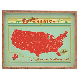 Deny Designs Anderson Design Group Explore America Rectangle Tray - Red: Wood Serving Platter, 18"x14" - 1 of 4
