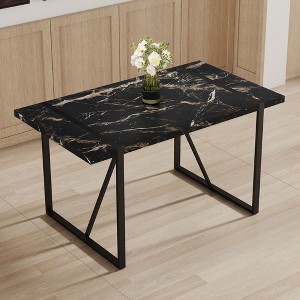 NicBex 55.1" Modern Rectangular Wood Dining Table 1.5" Thick Engineered Wood Tabletop with Metal Legs for Kitchen - 1 of 4