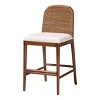 bali & pari Nadim Natural Seagrass and Acacia Wood Counter Height Barstool Set White/Natural: Polyester Upholstery, Spot Clean - 2 of 4