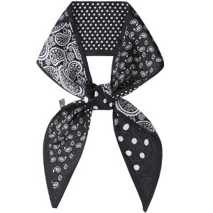 INSPIRE CHIC Women's Paisley Polka Dots Pattern Skinny Long Satin Silky Ribbon Neck Scarves 1Pc - 1 of 4