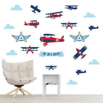 Big Dot of Happiness Taking Flight - Airplane - Peel and Stick Nursery and Kids Room Vinyl Wall Art Stickers - Wall Decals - Set of 20