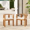 Christopher Knight Home Dravik Rustic Patio Acacia Wood Armrest Dining Chairs with Curved Back and Cushions (Set of 2) - 2 of 4