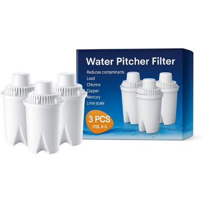 Nispira B15 Universal Water Filter for Brita Pitchers (Standard/Everyday/UltraMax), 45-gallon capacity, BPA-free, 3 Pack