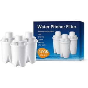 Nispira B15 Universal Water Filter for Brita Pitchers (Standard/Everyday/UltraMax), 45-gallon capacity, BPA-free, 3 Pack - 1 of 4