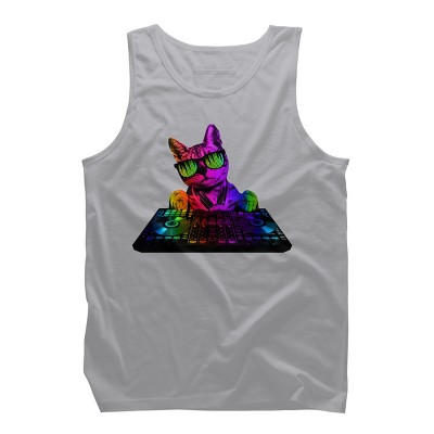 Men's Design By Humans Cool Cat DJ By clingcling Tank Top