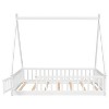 PAGED Twin Size Floor Bed Tent-Shaped Modern Pine Bed Frame with Guardrail and Opening for Bedroom - 4 of 4