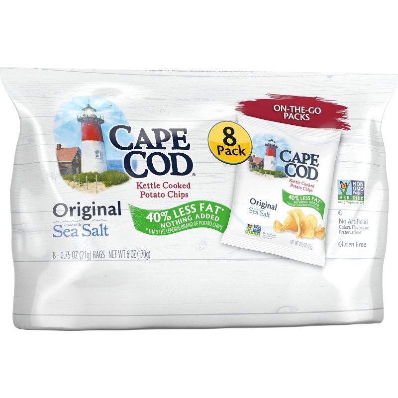 Cape Cod Potato Chips Less Fat Original Kettle Chips Snacks - 8ct, 4 of 9
