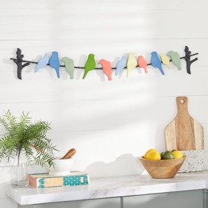 Metal Bird Indoor Outdoor Wall Decor Multi Colored - Olivia & May: Coastal Style Iron Artwork - 1 of 4