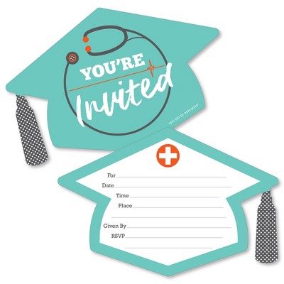 Big Dot of Happiness Medical School Grad - Shaped Fill-in Invitations - Doctor Graduation Party Invitation Cards with Envelopes - Set of 12