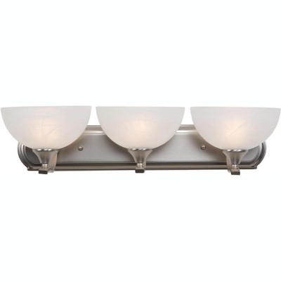 Yosemite Home Decor Glacier Point Bathroom Vanity Light with Ivory Cloud Shades, 3-Light, Satin Nickel