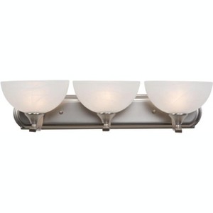 Yosemite Home Decor Glacier Point Bathroom Vanity Light with Ivory Cloud Shades, 3-Light, Satin Nickel - 1 of 1