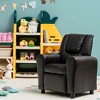Costway Kids Recliner Chair PU Leather Armrest Sofa w/Footrest Cup Holder Beige\Brown - 2 of 4