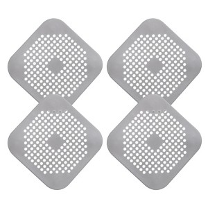 Unique Bargains Shower Drain Hair Catcher Square Drain Cover Silicone Strainer Hair Stopper for Shower Sink Bathroom Tub Accessories - 1 of 4