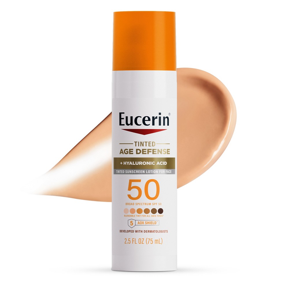 Photos - Sun Skin Care Eucerin Age Defense Face Sunscreen Tinted Lotion - SPF 50 - 2.5 fl oz 