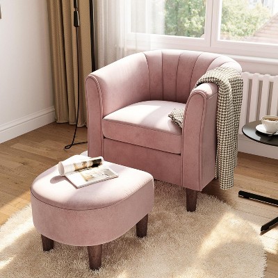 Compact Accent Chair with Ottoman for Living Room