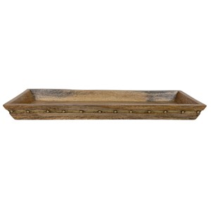 Brass Stripe Detail Tray Mango Wood & Metal by Foreside Home & Garden - 1 of 4