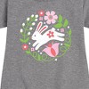 - Instant Message - Scandinavian Bunny With Flowers Graphic Short Sleeve Fleece Dress - 2 of 4