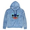 Seven Times Six Disney Stitch Hoodie Big Face Crushed Velvet Fleece Adult Sweatshirt - 2 of 4