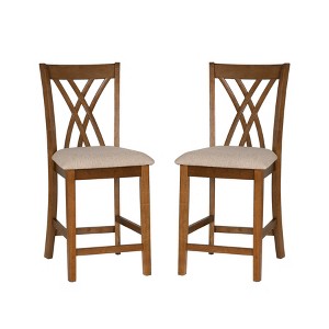 Powell Set of 2 Maggie Counter Height Barstools Brown - 1 of 4