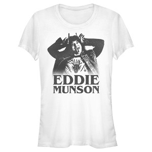 Juniors Womens Stranger Things Crazy Eddie T-Shirt - 1 of 4