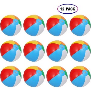 COZONY 12-Pack Inflatable Beach Balls, Rainbow Color Pool Toys for Summer Water Play and Party Decorations,3 PCS - 1 of 4