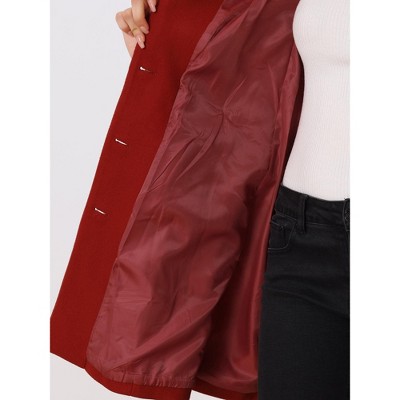 INSPIRE CHIC Women's Elegant Winter V Neck Single Breasted Long Overcoat Dark Red X-Small — фото 4