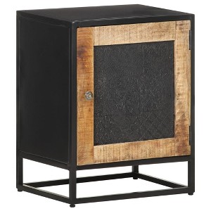 vidaXL Bedside Cabinet 15.7"x11.8"x19.7" Rough Mango Wood - 1 of 4